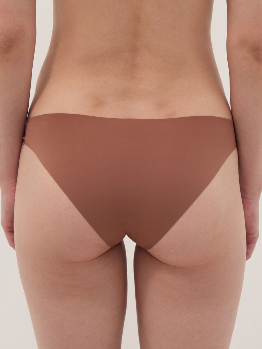 Slip marrone in microfibra elasticizzata a vita regular_2