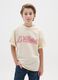 Children's beige pure cotton T-shirt regular fit with Los Angeles Lakers logo_0