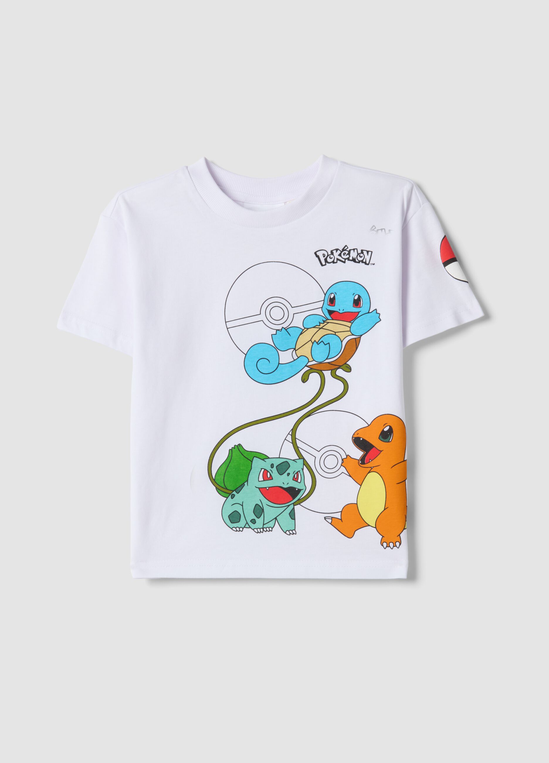 Children's Regular Fit White Pure Cotton T-shirt with Pok&eacute;mon