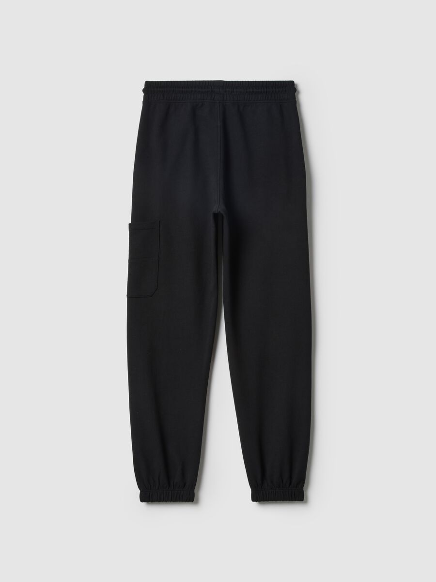 Jogger in puro cotone nero da ragazzo over fit_1