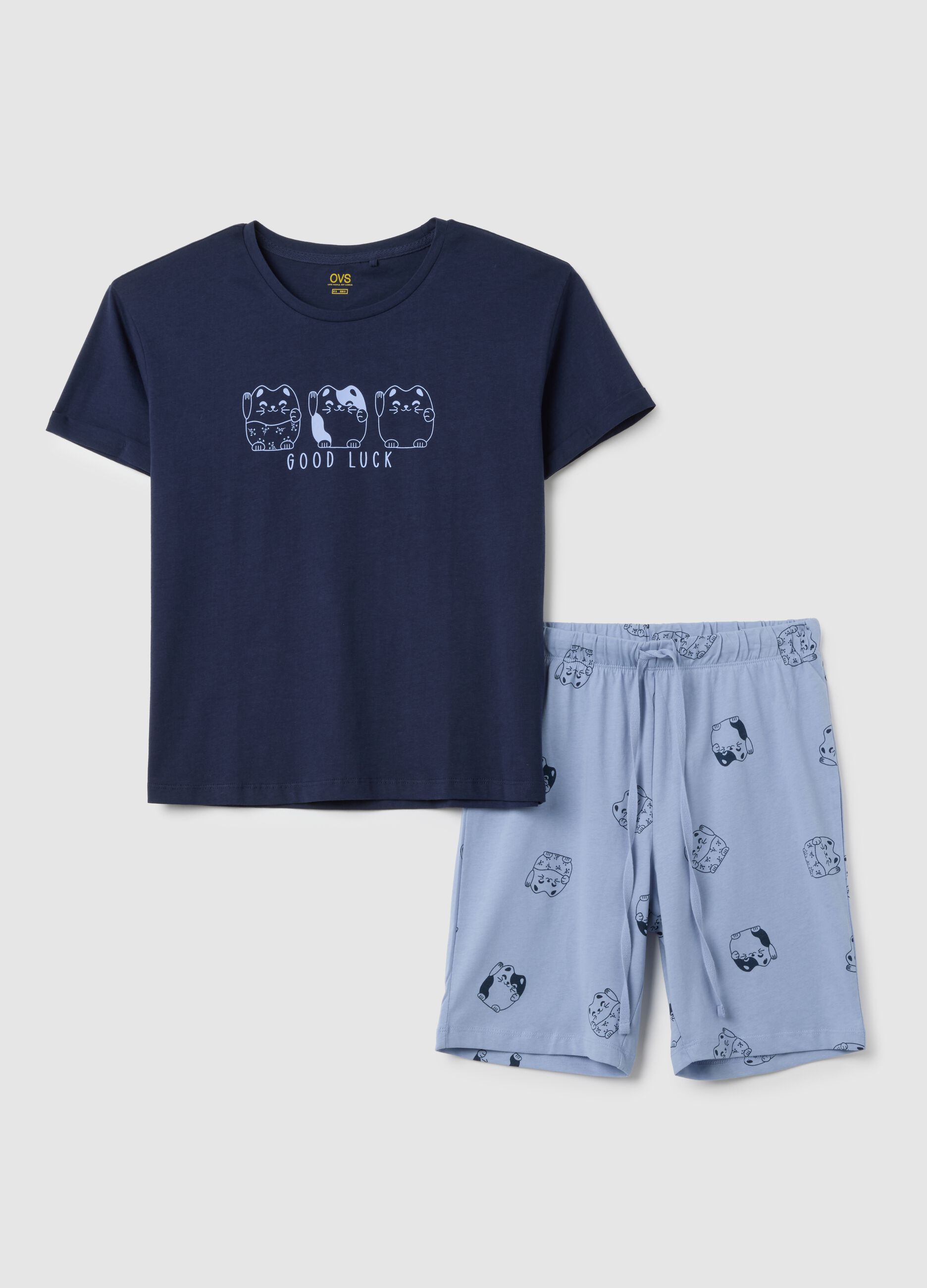 Children's Regular Fit Blue Cotton Pyjamas