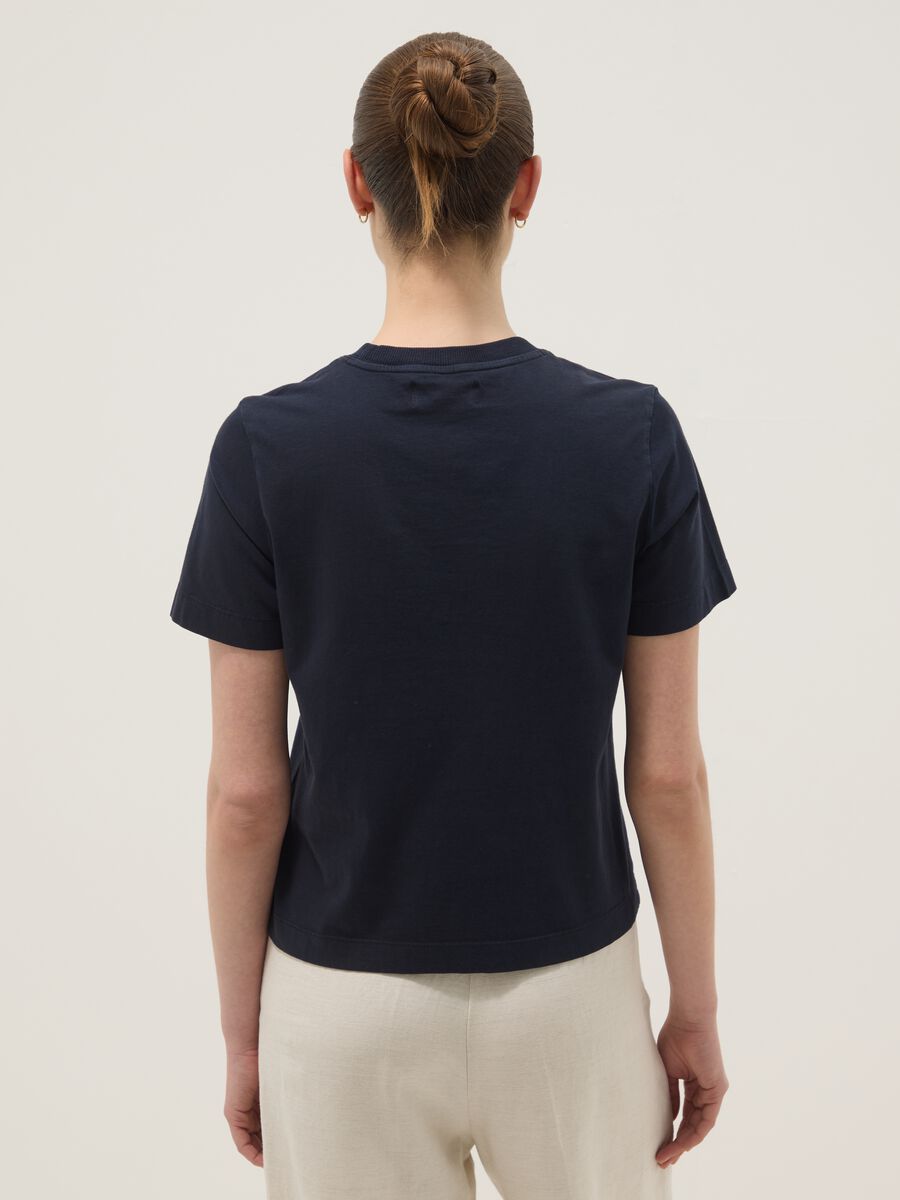 T-shirt blu a maniche corte in puro cotone regular fit_3
