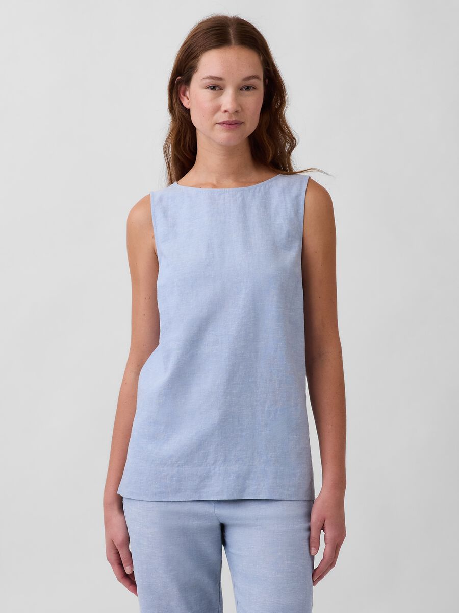 Sleeveless linen-blend top_0