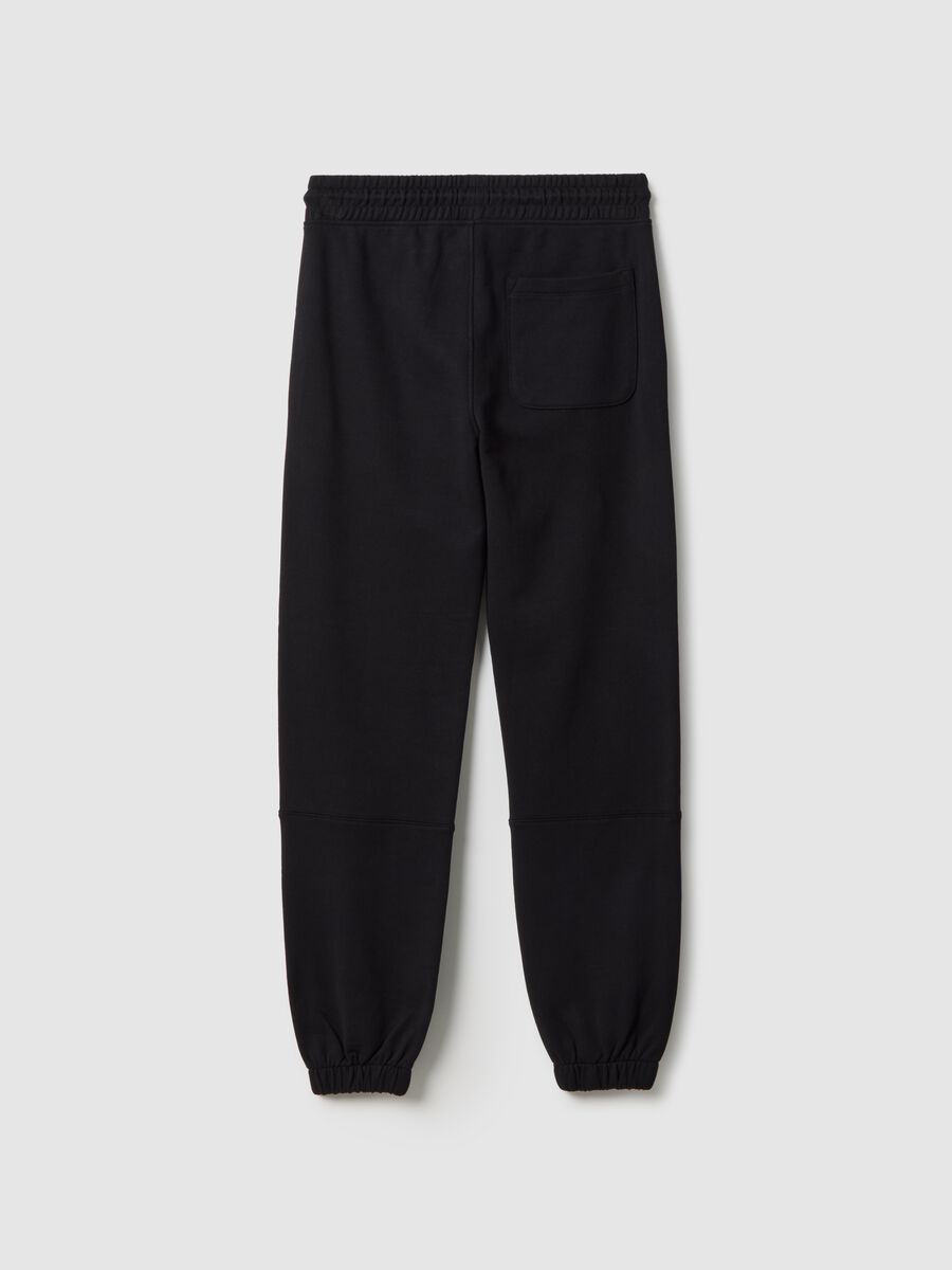 Pantaloni jogger neri da ragazzo in puro cotone organico regular fit_1