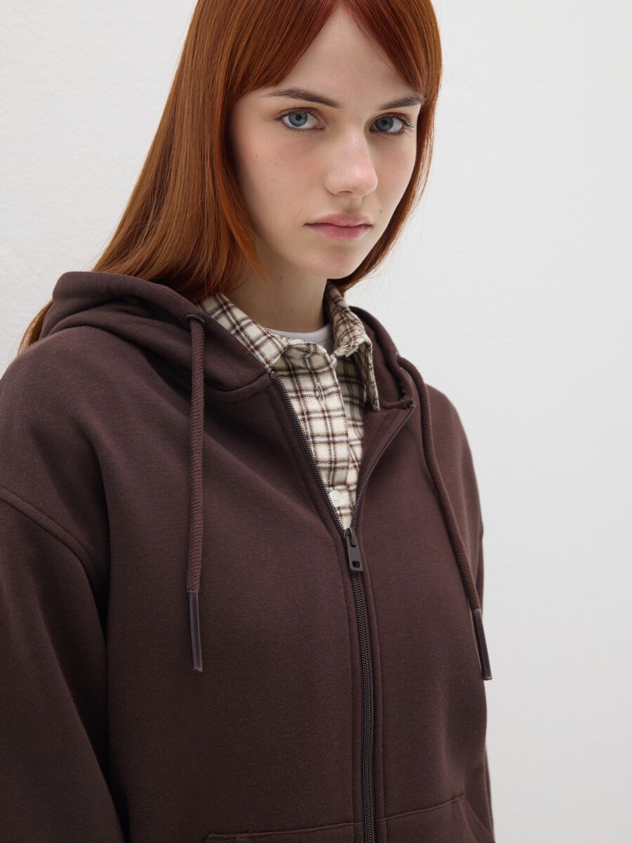 Oversized Brown Cotton Blend Sweatshirt_3