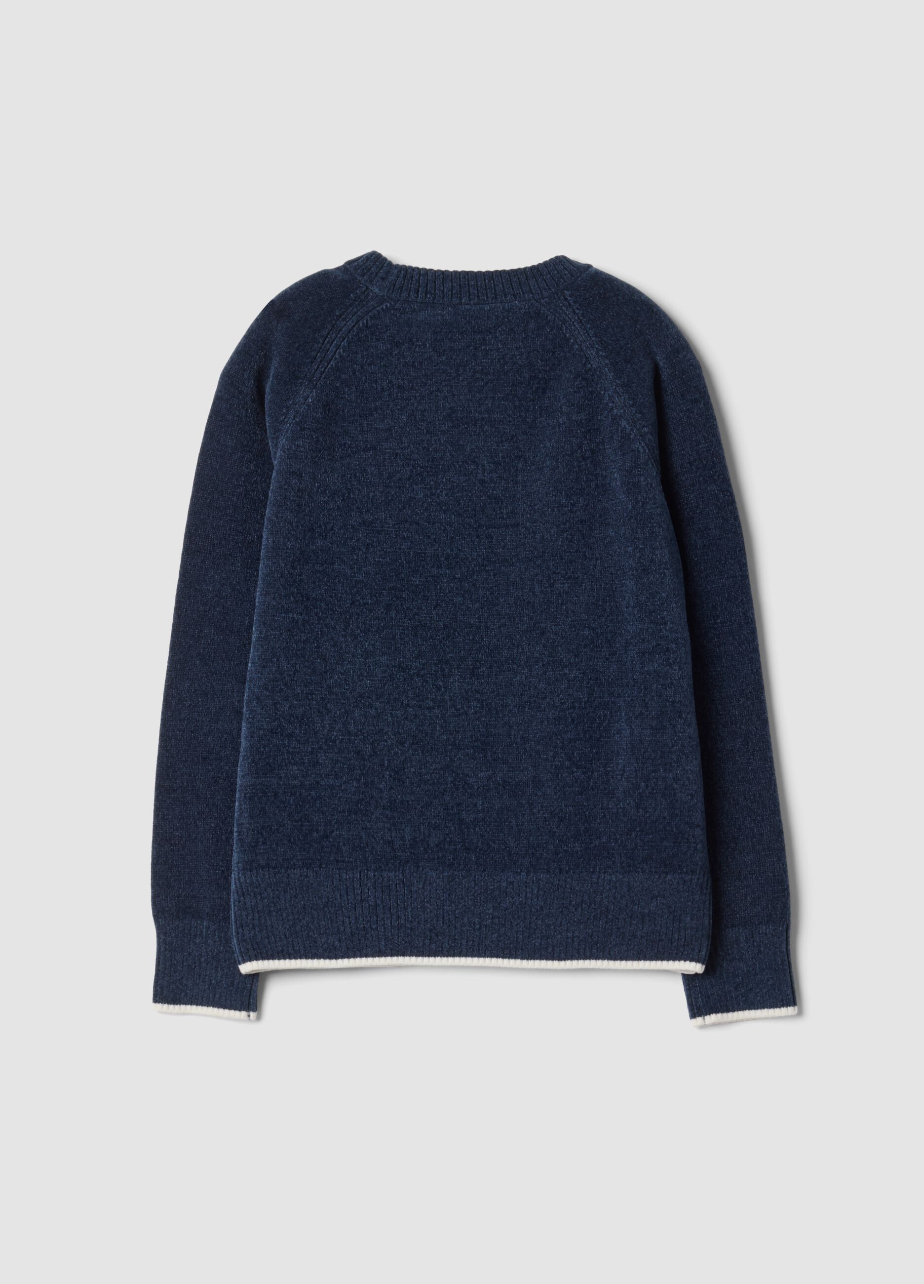 Blue stretch crew-neck top