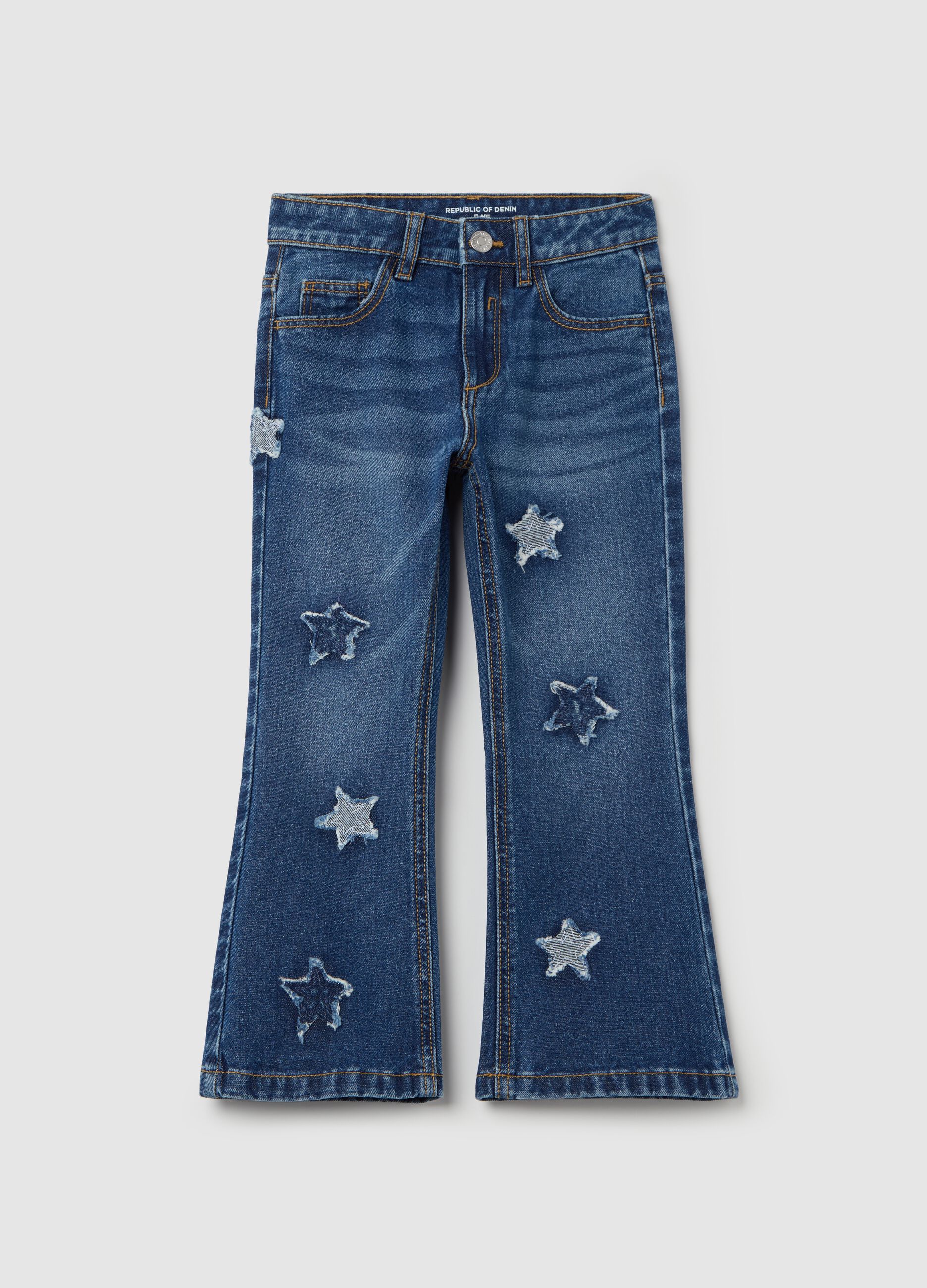 Flare-fit jeans with stars
