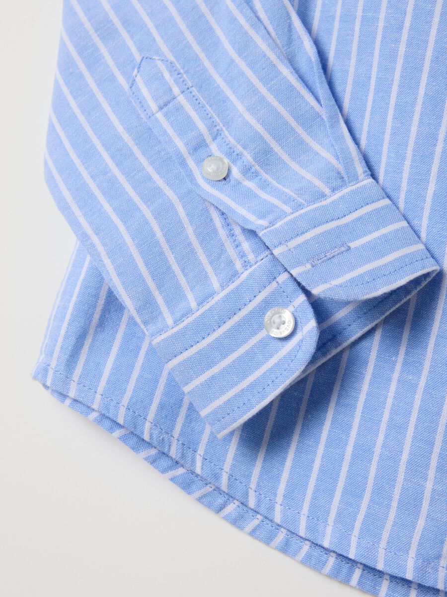Light blue striped shirt in cotton and linen_2