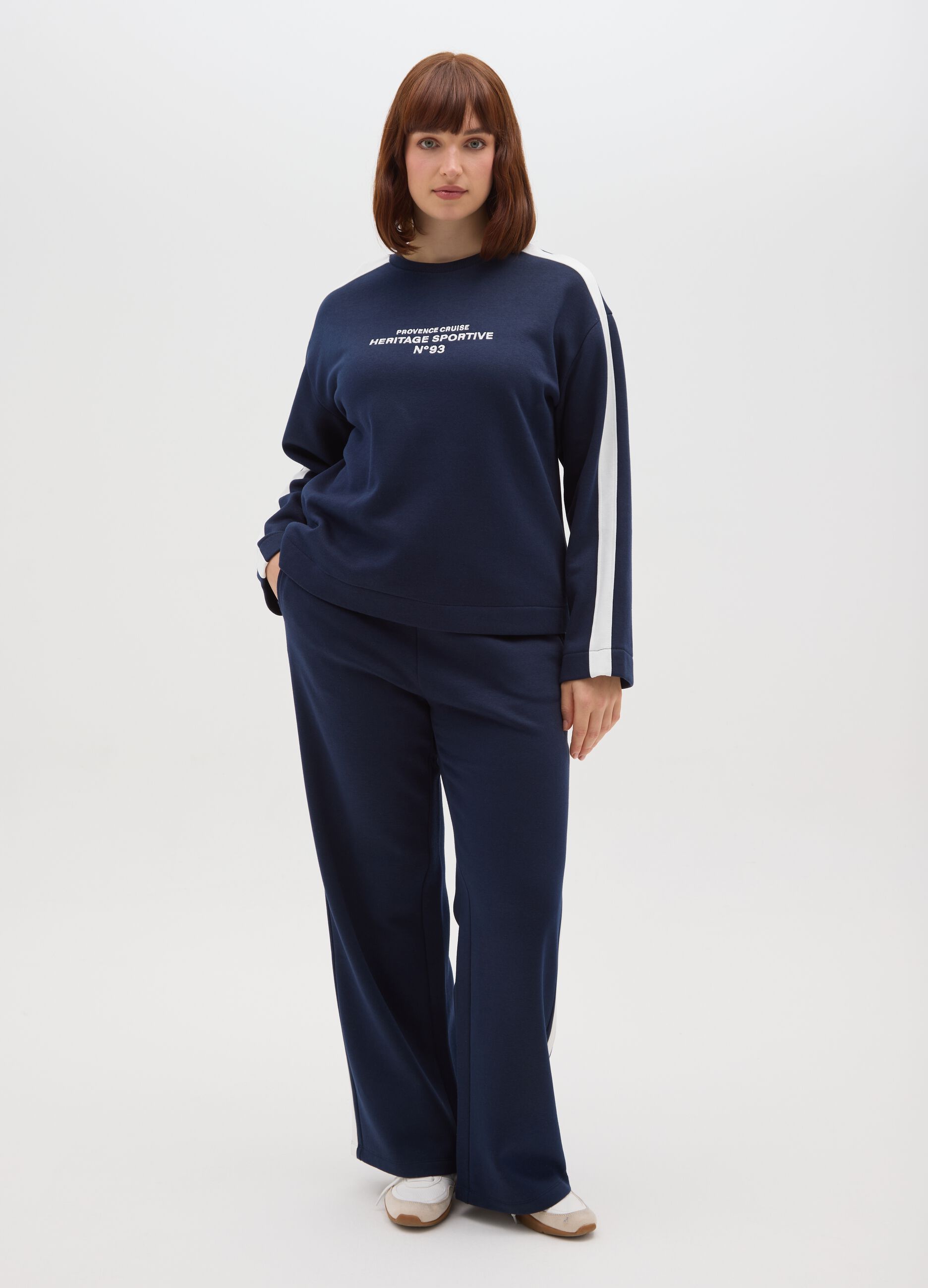 Blue cotton blend regular fit trousers