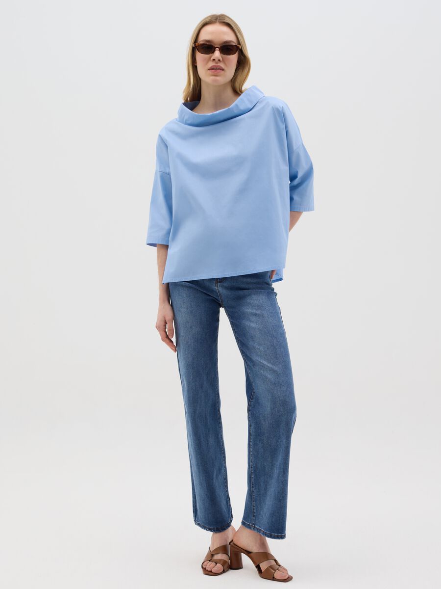 Blue blouse with three-quarter sleeves_1