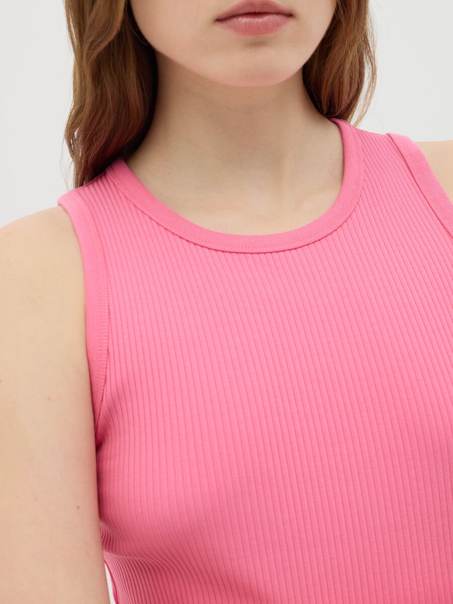 Women's pink regular fit stretch cotton top_2