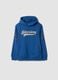 Blue cotton-blend hoodie with crew neck_0