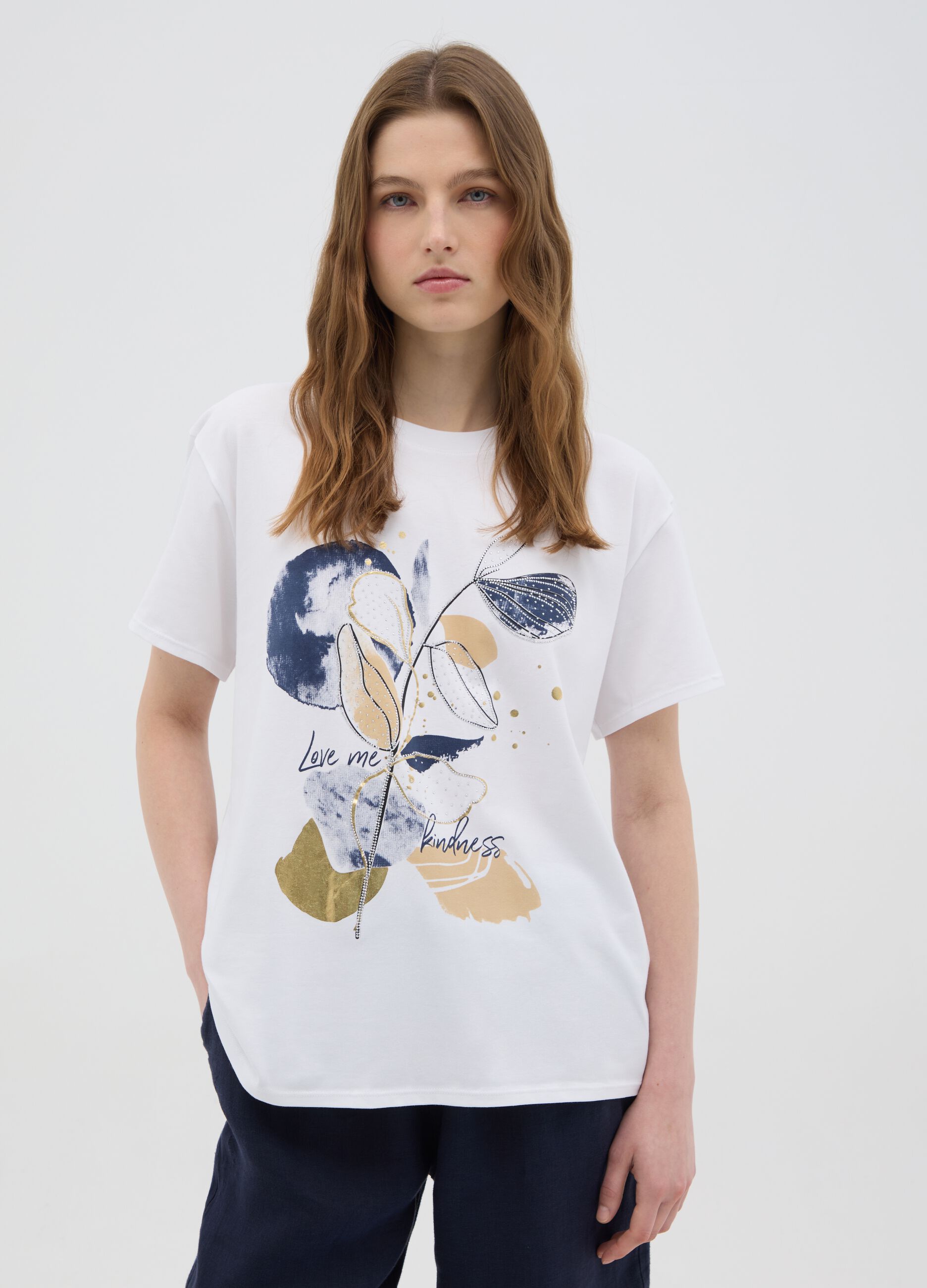 Multicolour regular fit cotton women's T-shirt