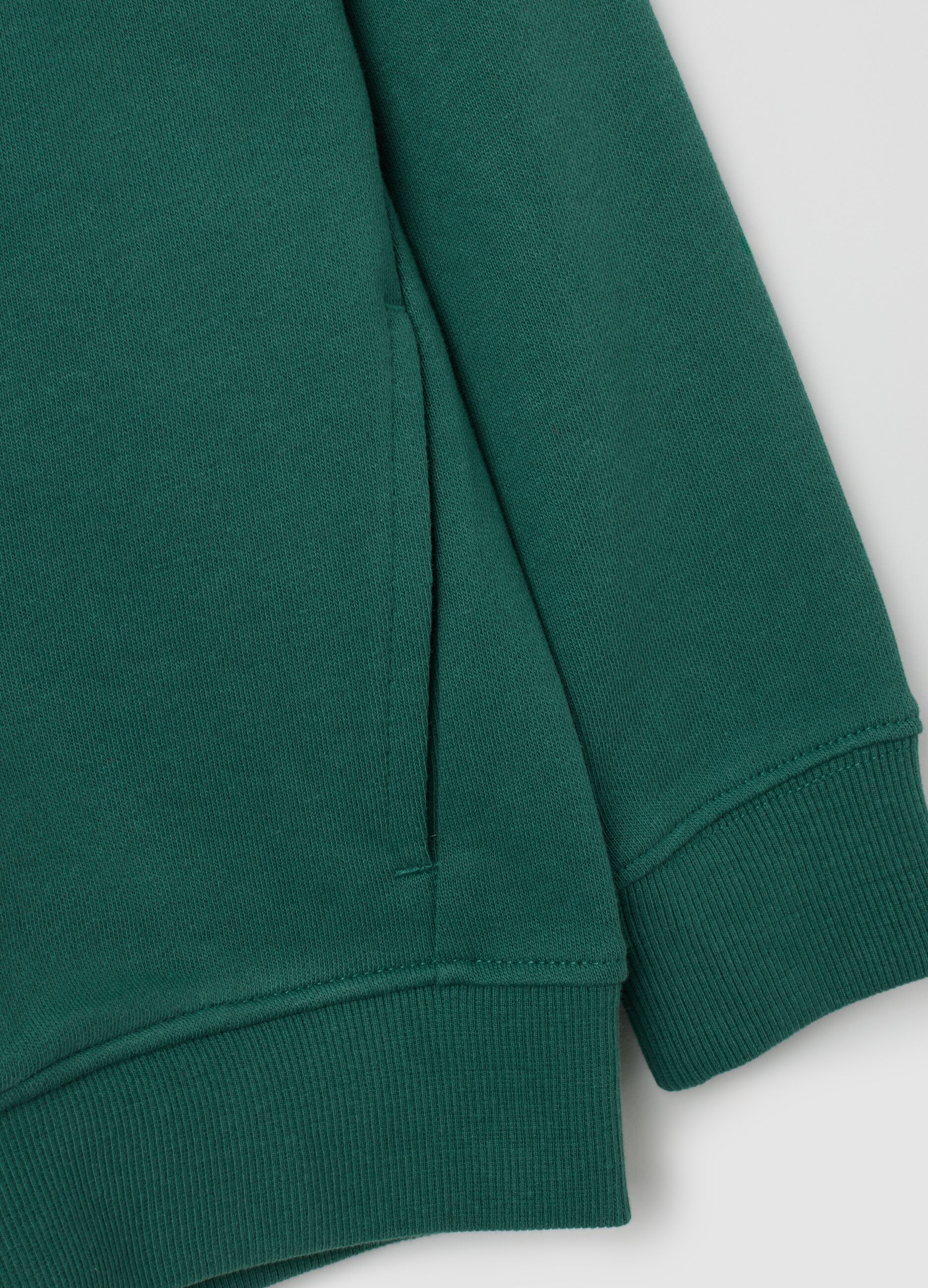 Felpa da bambino in puro cotone verde regular fit