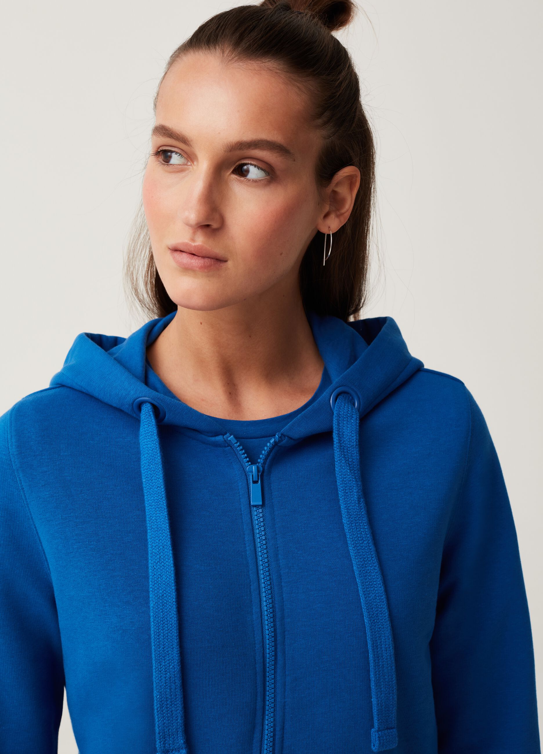 Fitness full-zip fleece sweatshirt with hood