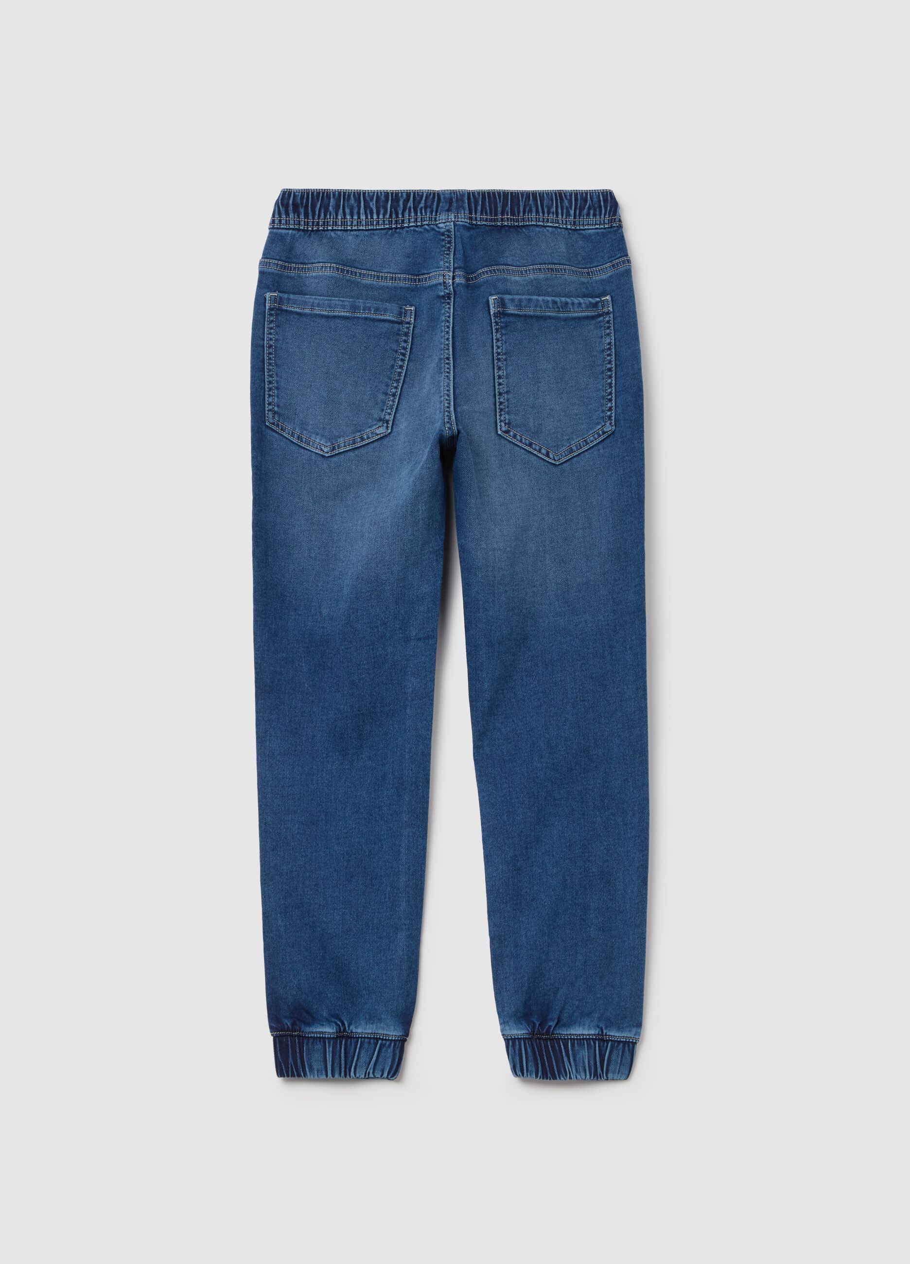 Joggers in denim con coulisse 
