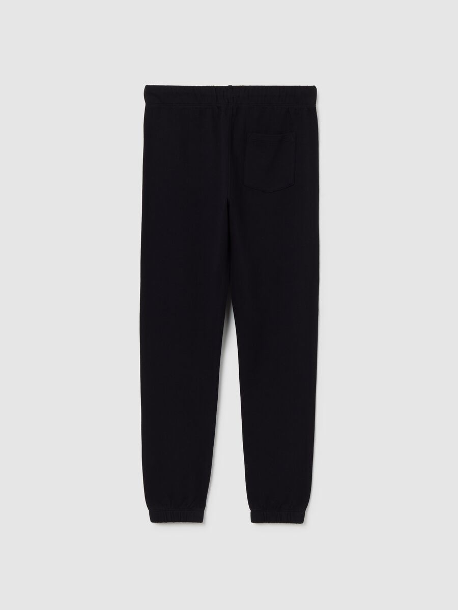 Pantaloni jogger da ragazzo in puro cotone nero regular fit_4