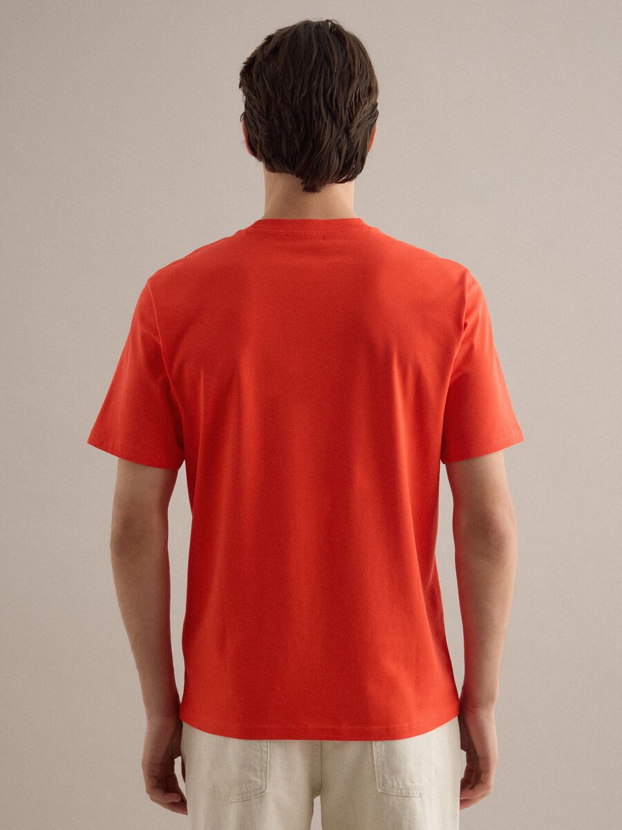 T-shirt girocollo in puro cotone arancione relaxed fit_4