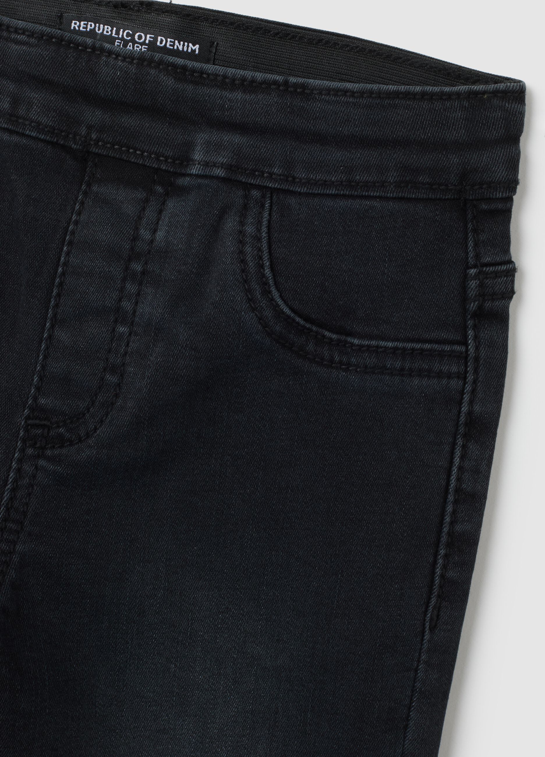 Jeggings da bambina in denim nero flare