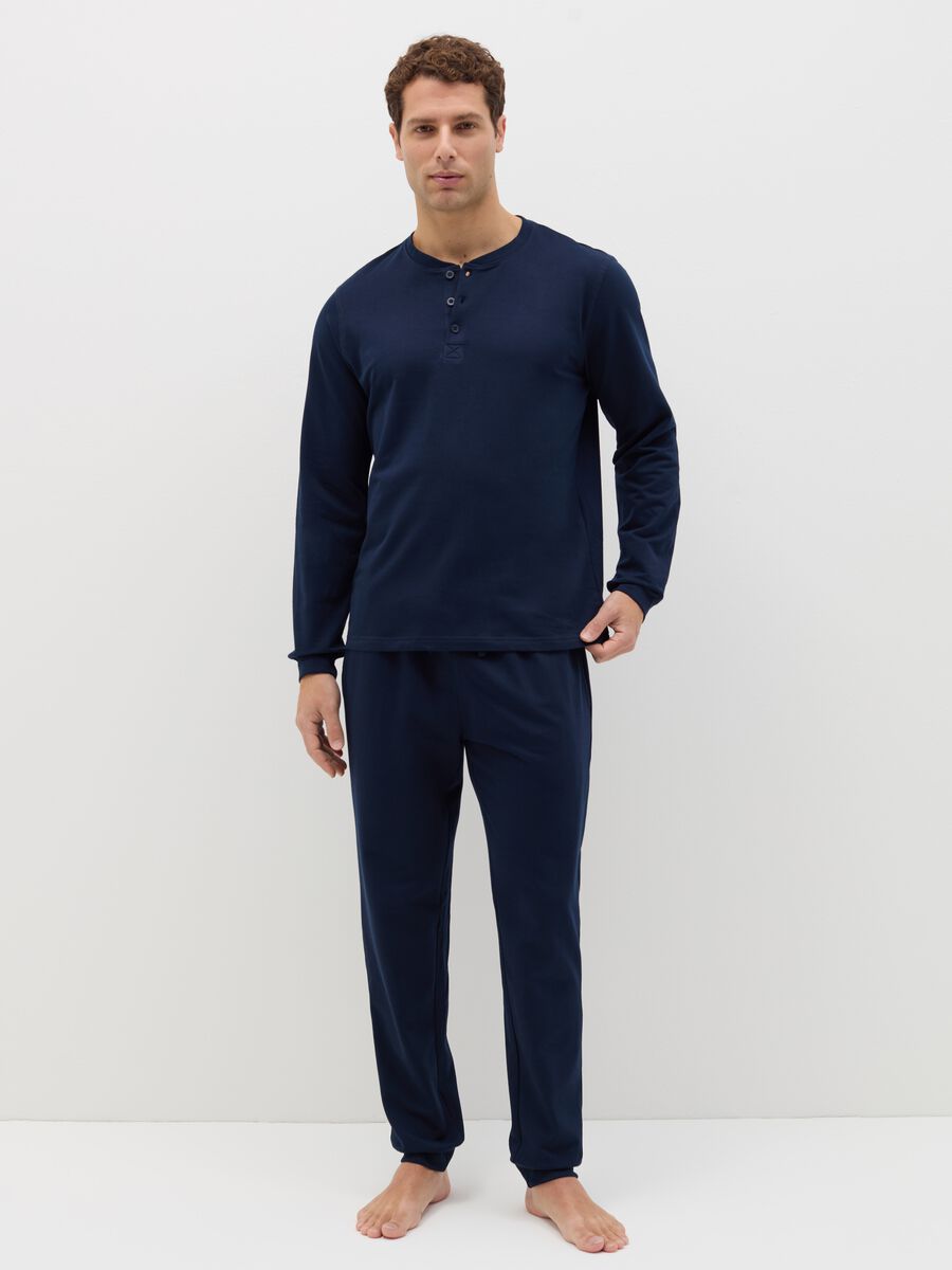Supima cotton pyjamas with granddad neckline_0