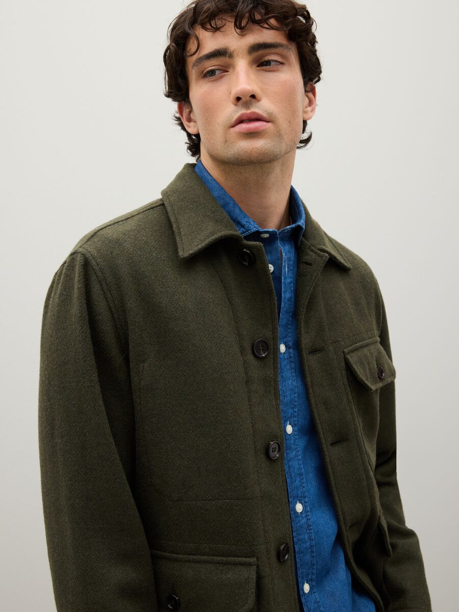 Giacca in misto lana verde regular fit_2
