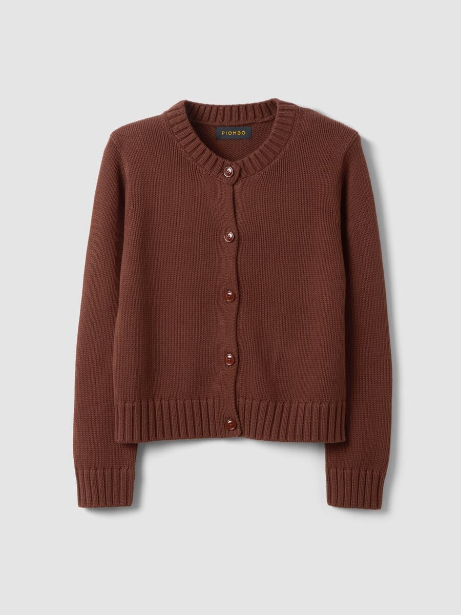 Cardigan marrone in puro cotone con bottoni regular fit_4