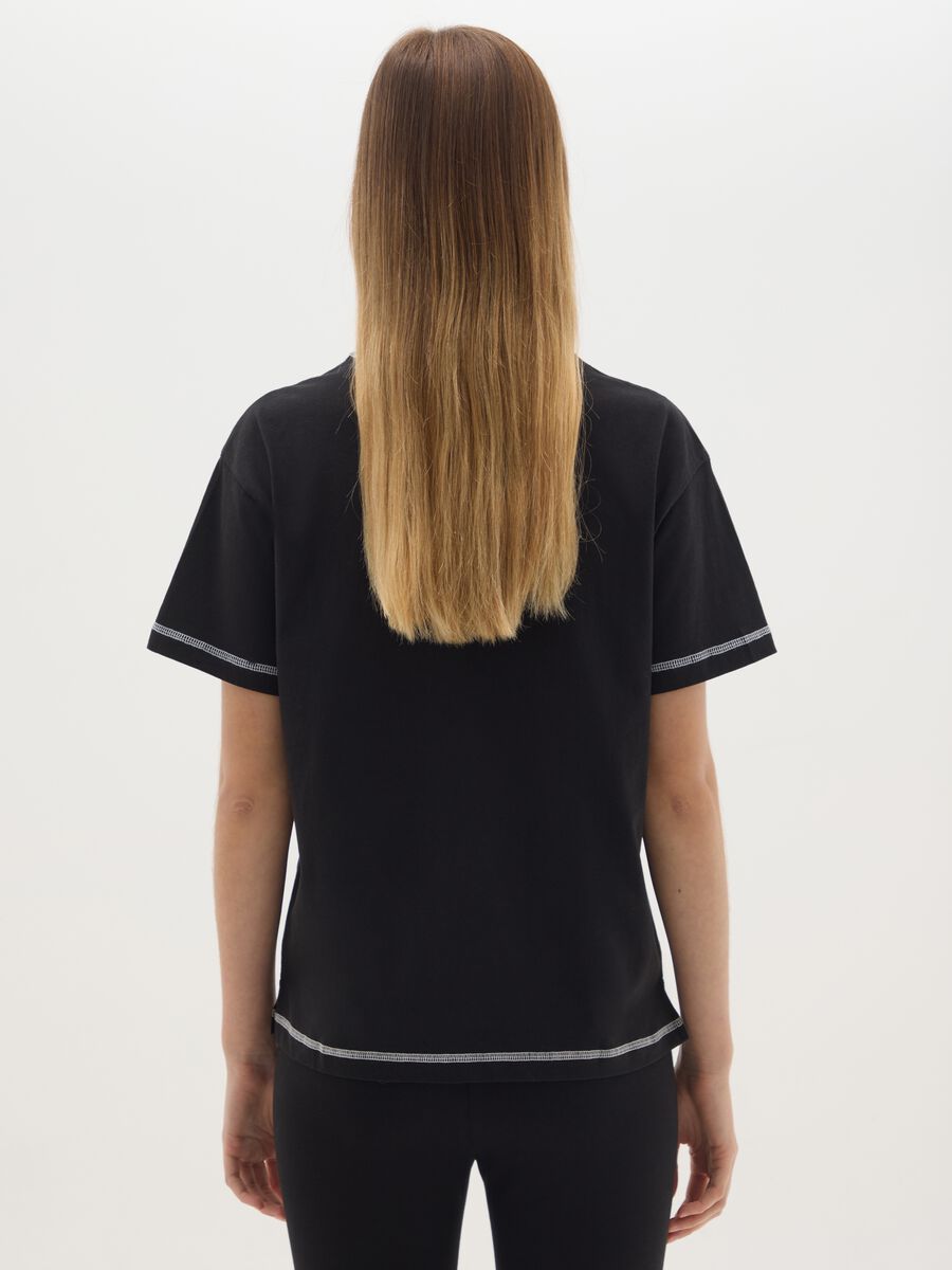 T-shirt nera a maniche corte in cotone Everlast _2