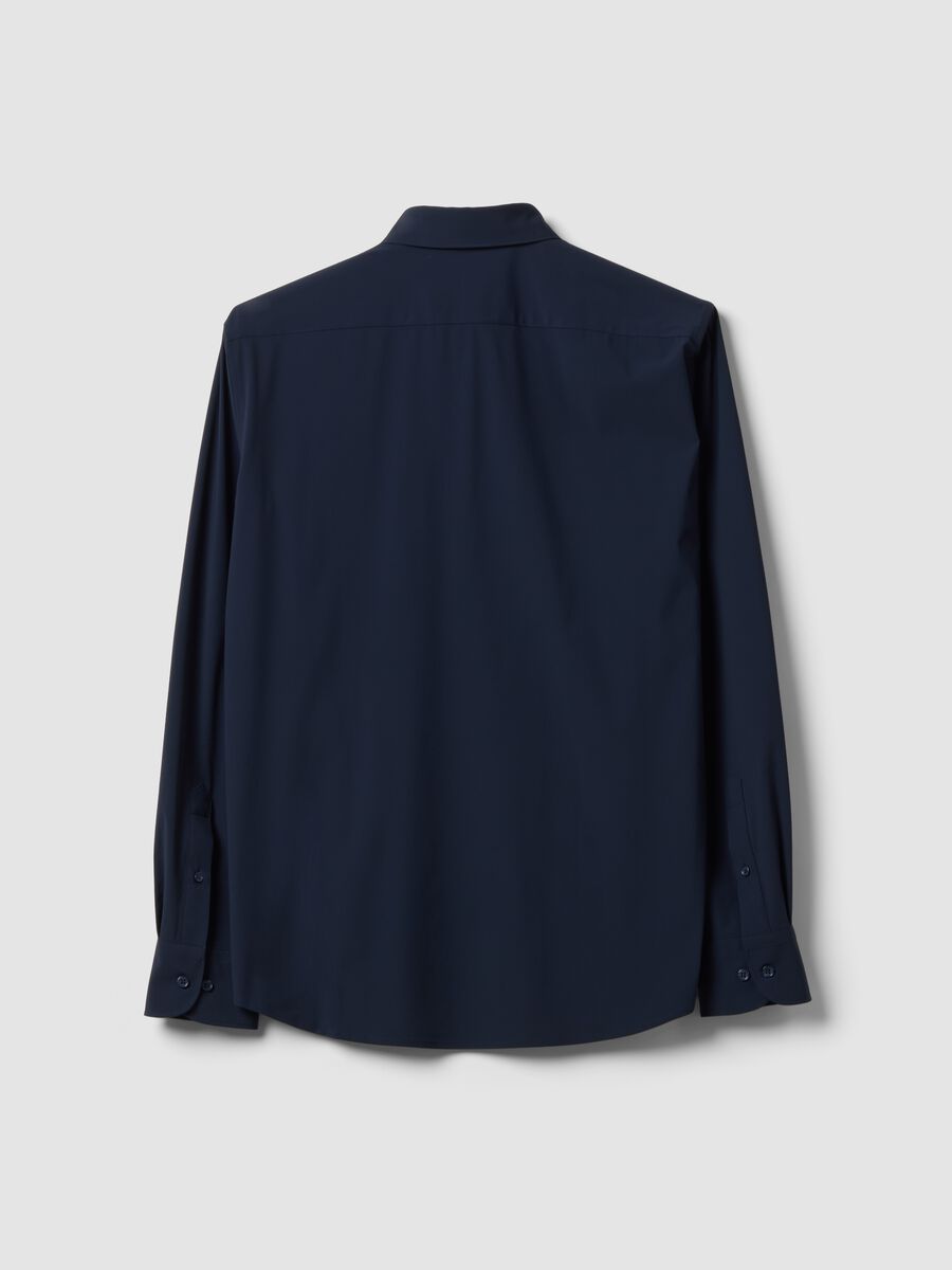 Camicia blu in tessuto elasticizzato traspirante e 4 Way Stretch slim fit_2