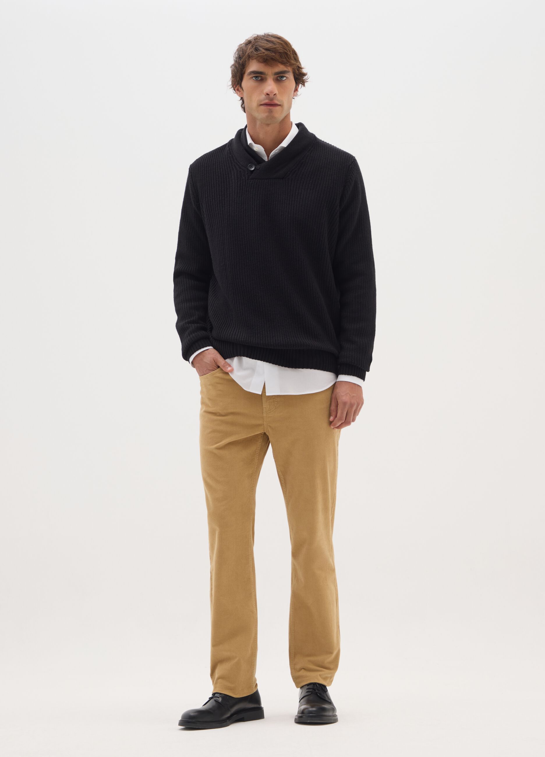 Slim fit brown stretch cotton trousers