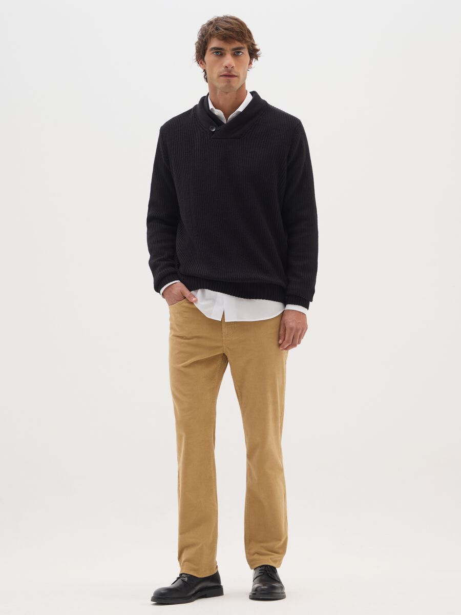 Slim fit brown stretch cotton trousers_0