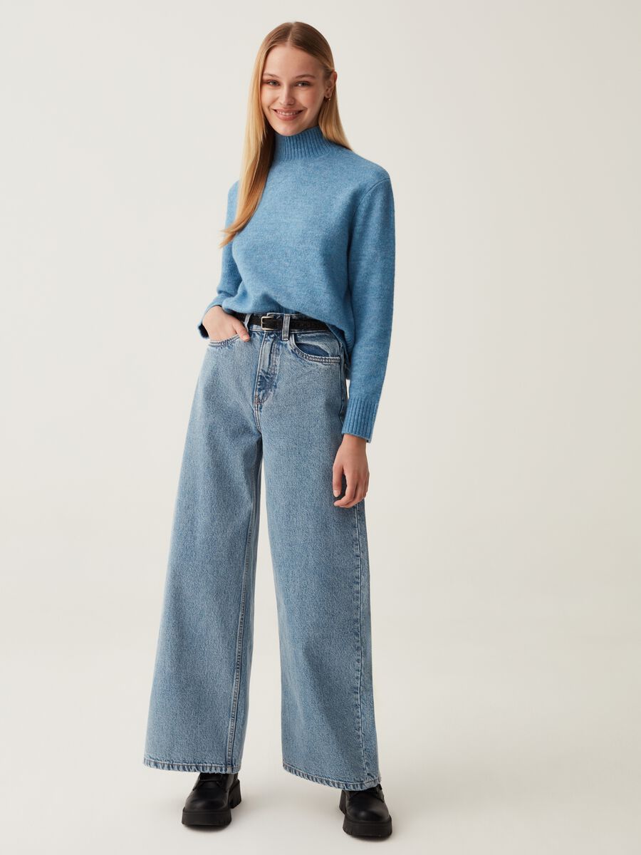 Pullover melange mock neck_0