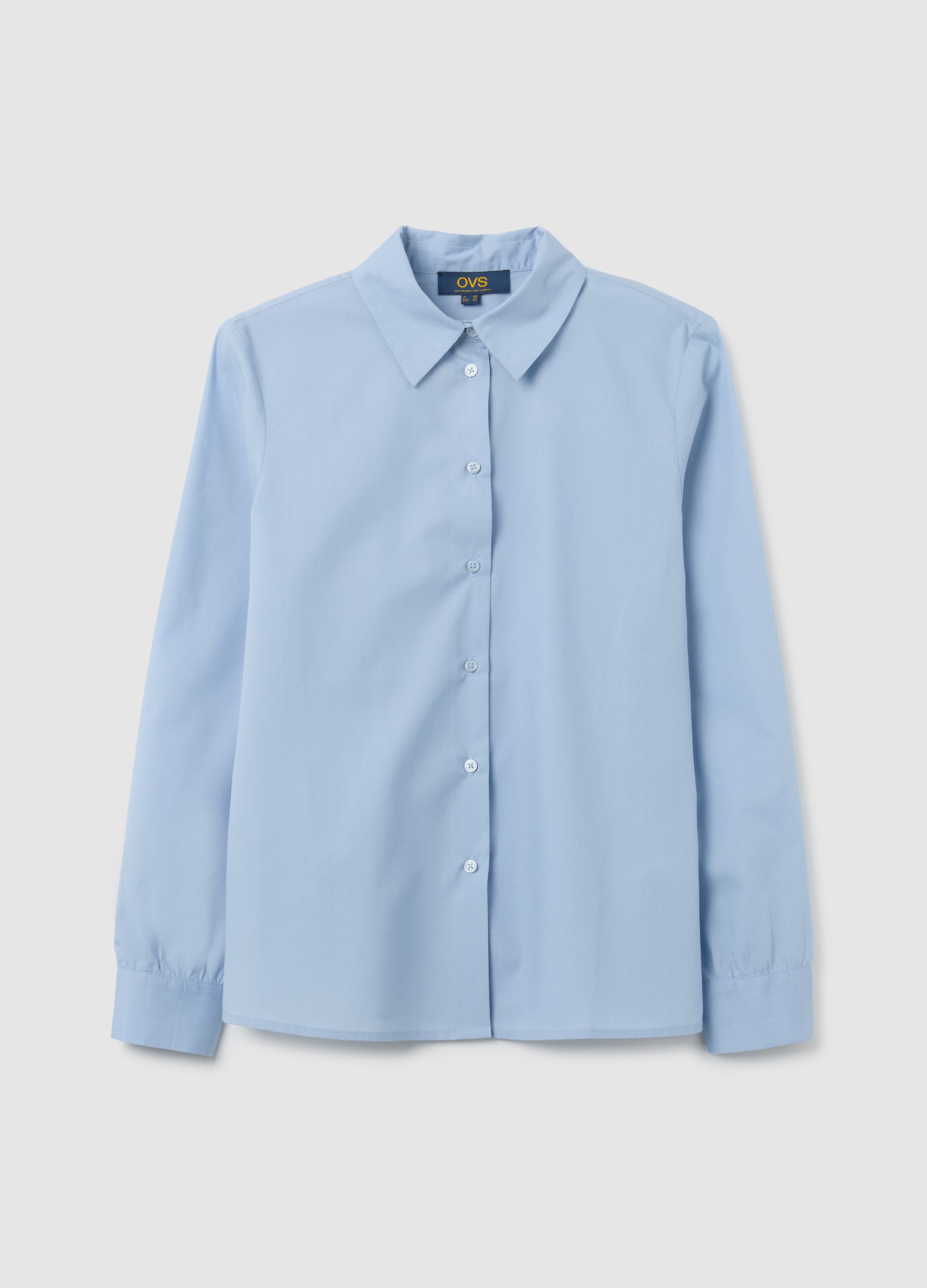 Blue slim fit cotton blend shirt