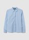 Blue slim fit cotton blend shirt_4