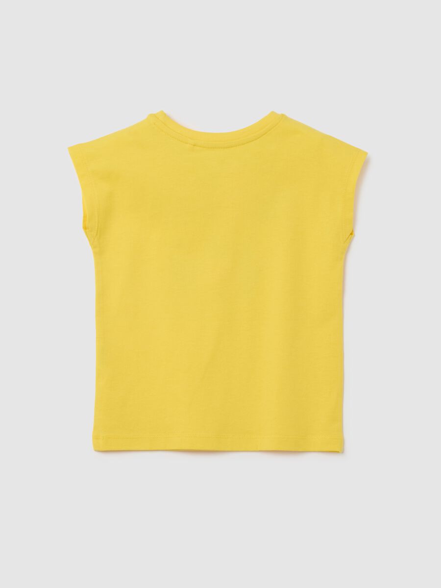 Yellow Cotton Regular Fit Girls' T-Shirt with Ice Creams_1