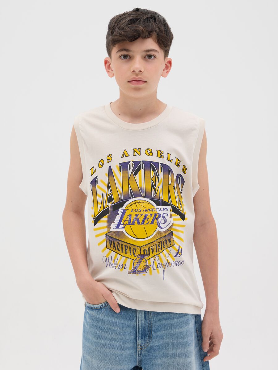 White NBA Los Angeles Lakers Cotton Vest_0