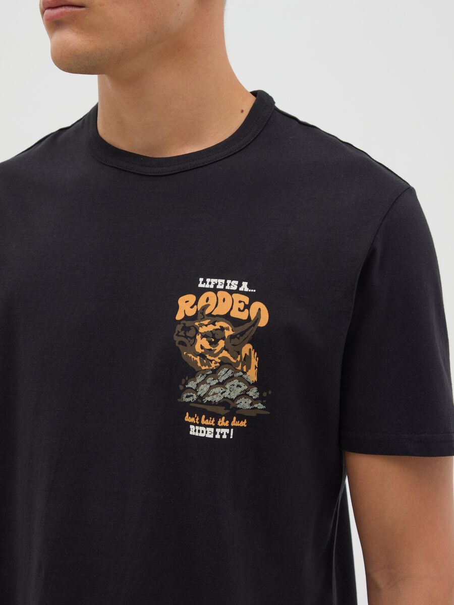 Black short sleeve cotton T-shirt Ovs_2