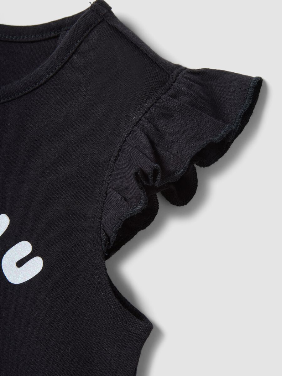 Black organic cotton tank top with frills_3