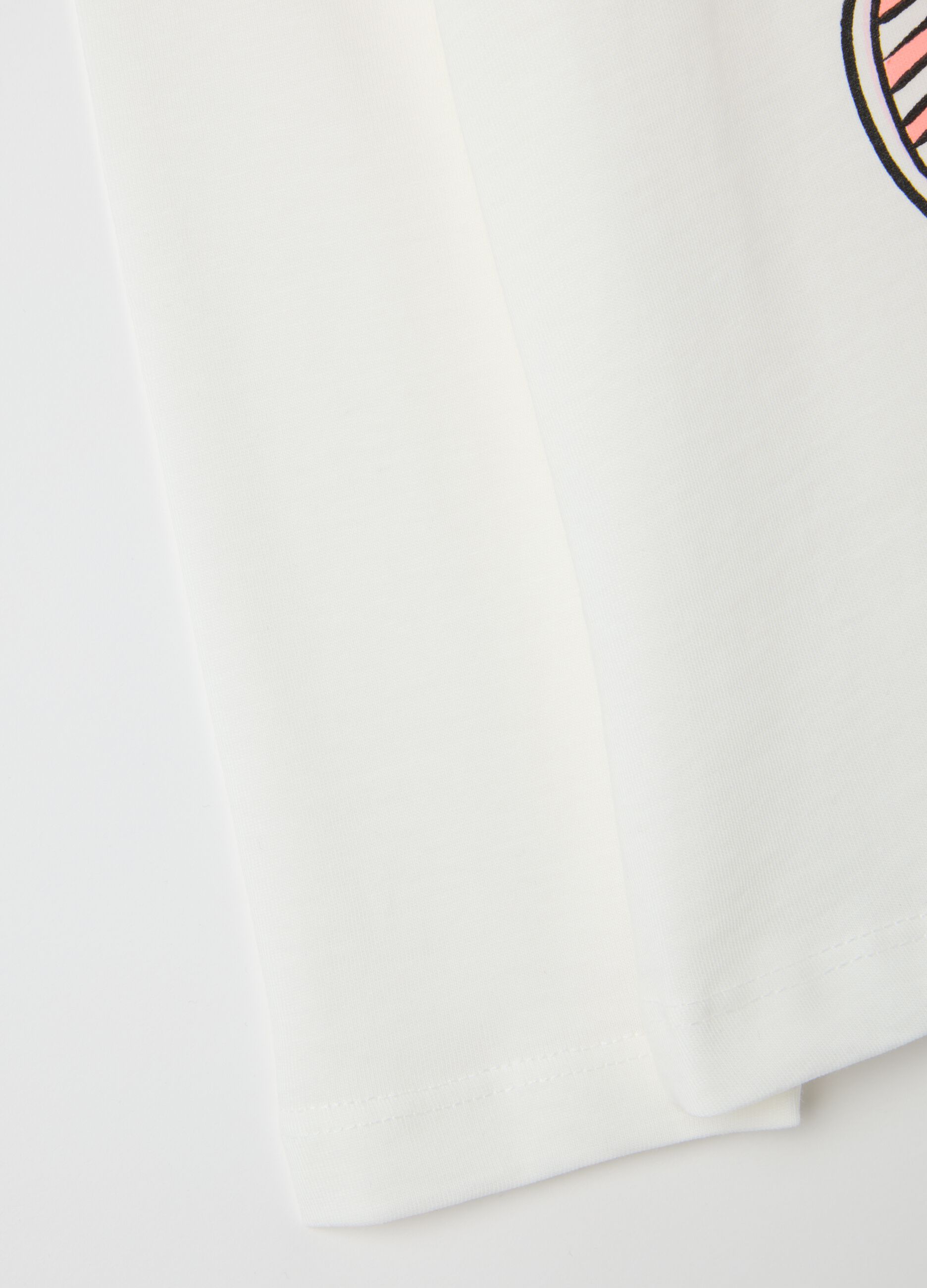 Girls' pure cotton white T-shirt with print