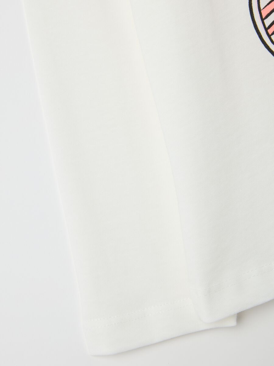 Girls' pure cotton white T-shirt with print_3