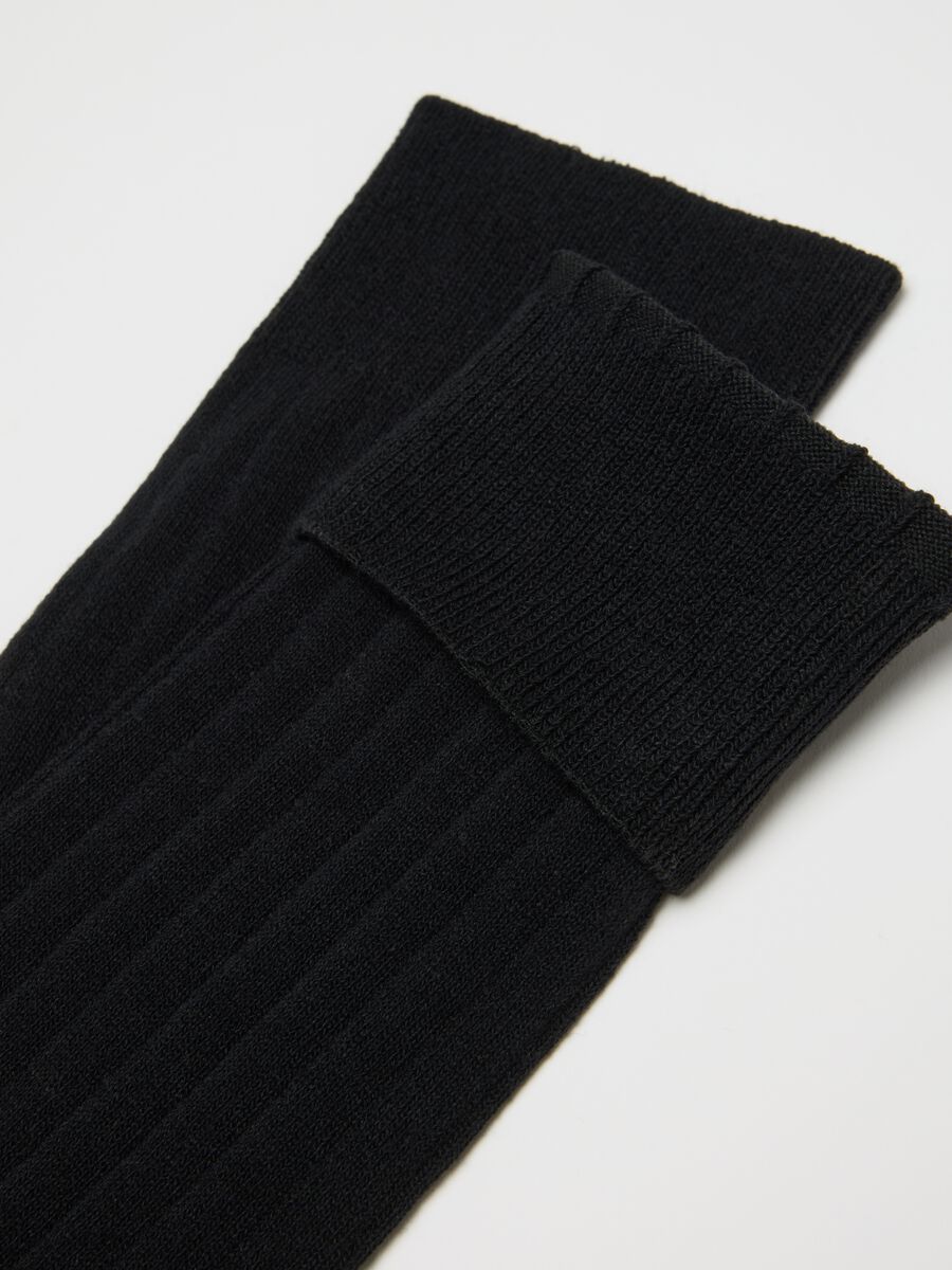 Bipack calze in misto cotone nere elasticizzate_1