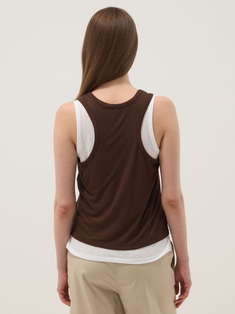 Tank top marrone in misto viscosa regular fit_3