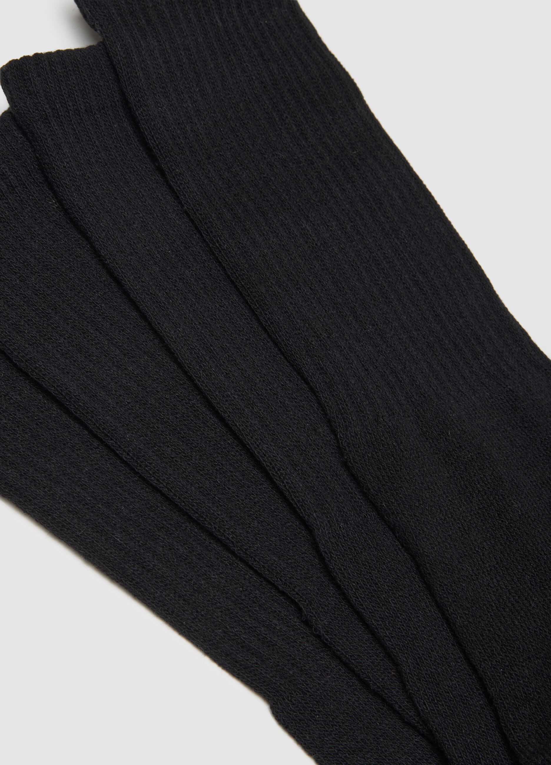 Set of black cotton-blend long socks tripack