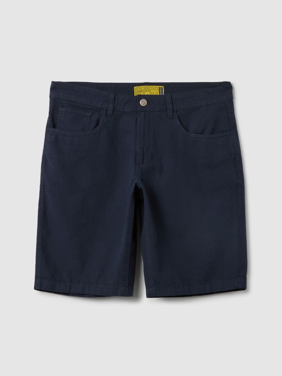 Shorts da uomo in cotone blu regular fit_0