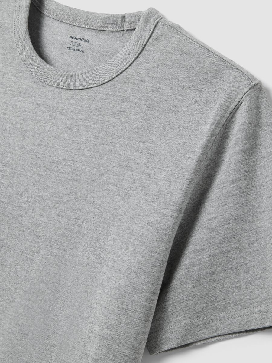 Short-sleeve grey pure cotton regular fit t-shirt_5
