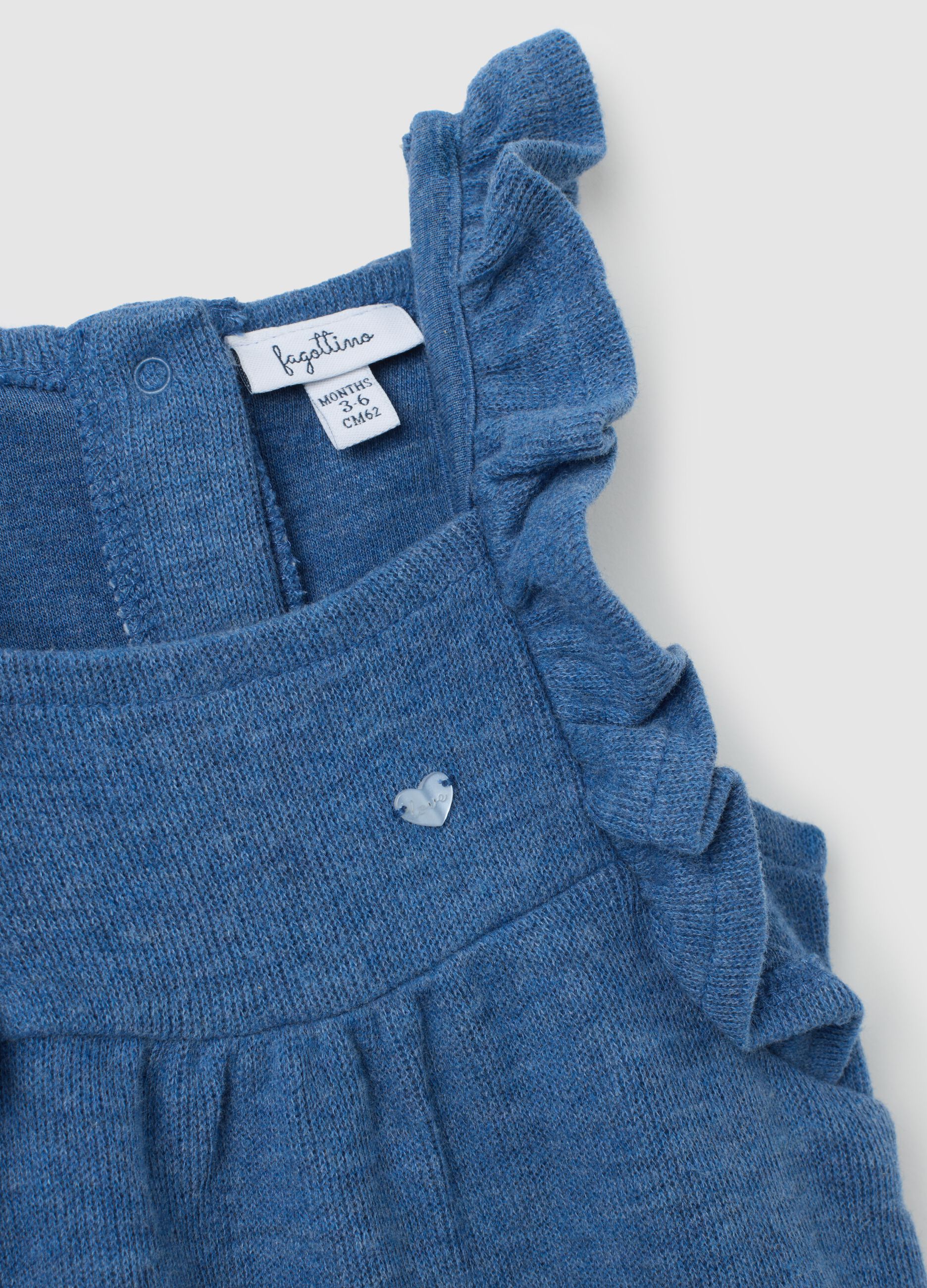 Baby girl's blue cotton dungarees with regular fit