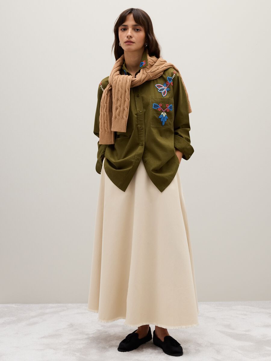 Gonna in puro cotone beige_0