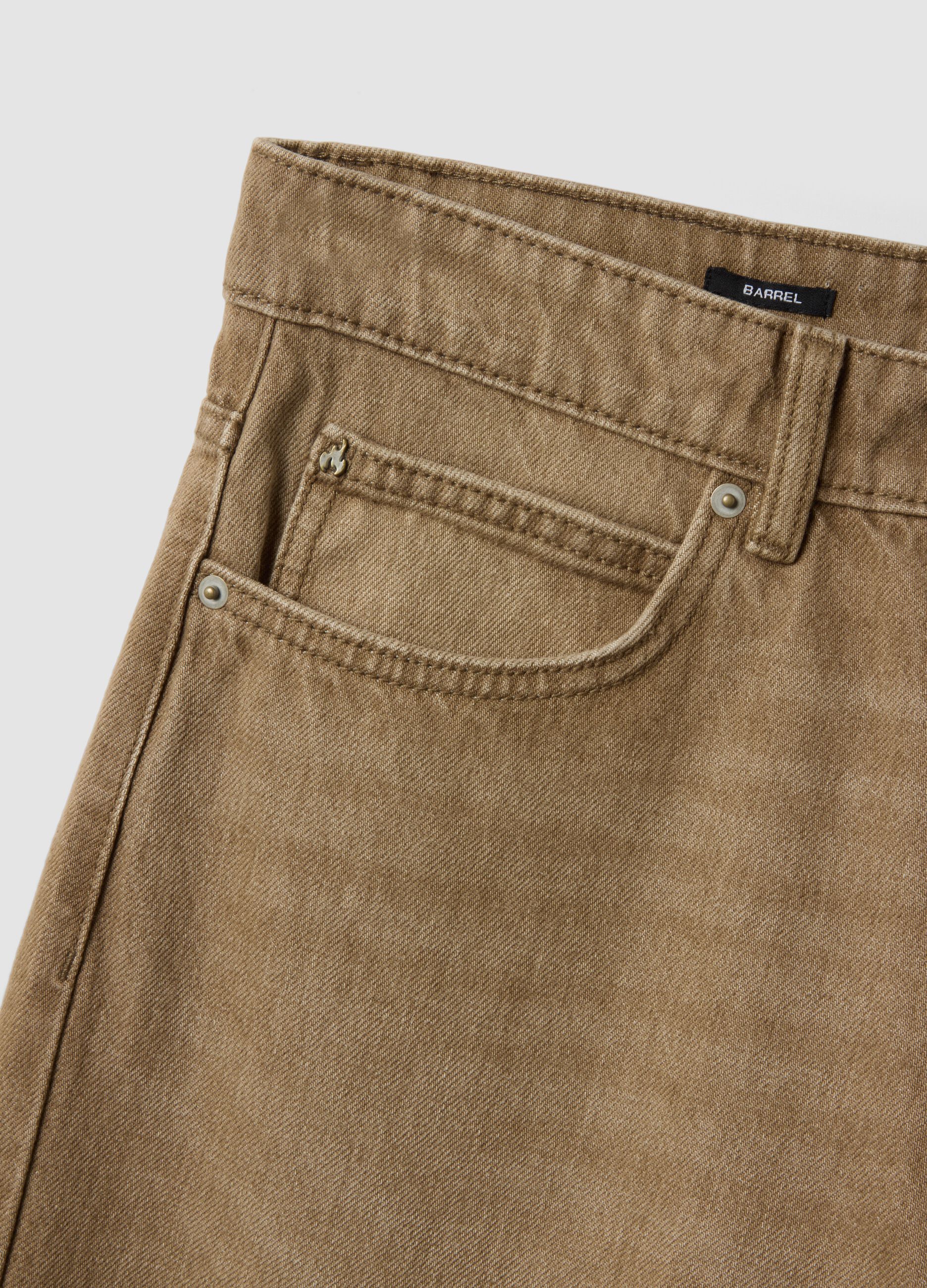 Brown pure cotton barrel-fit jeans