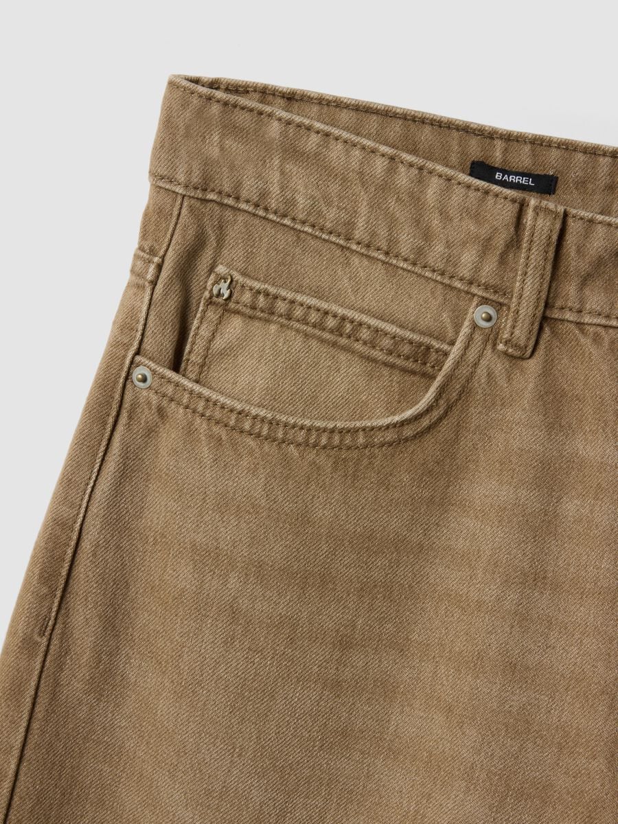 Brown pure cotton barrel-fit jeans_1