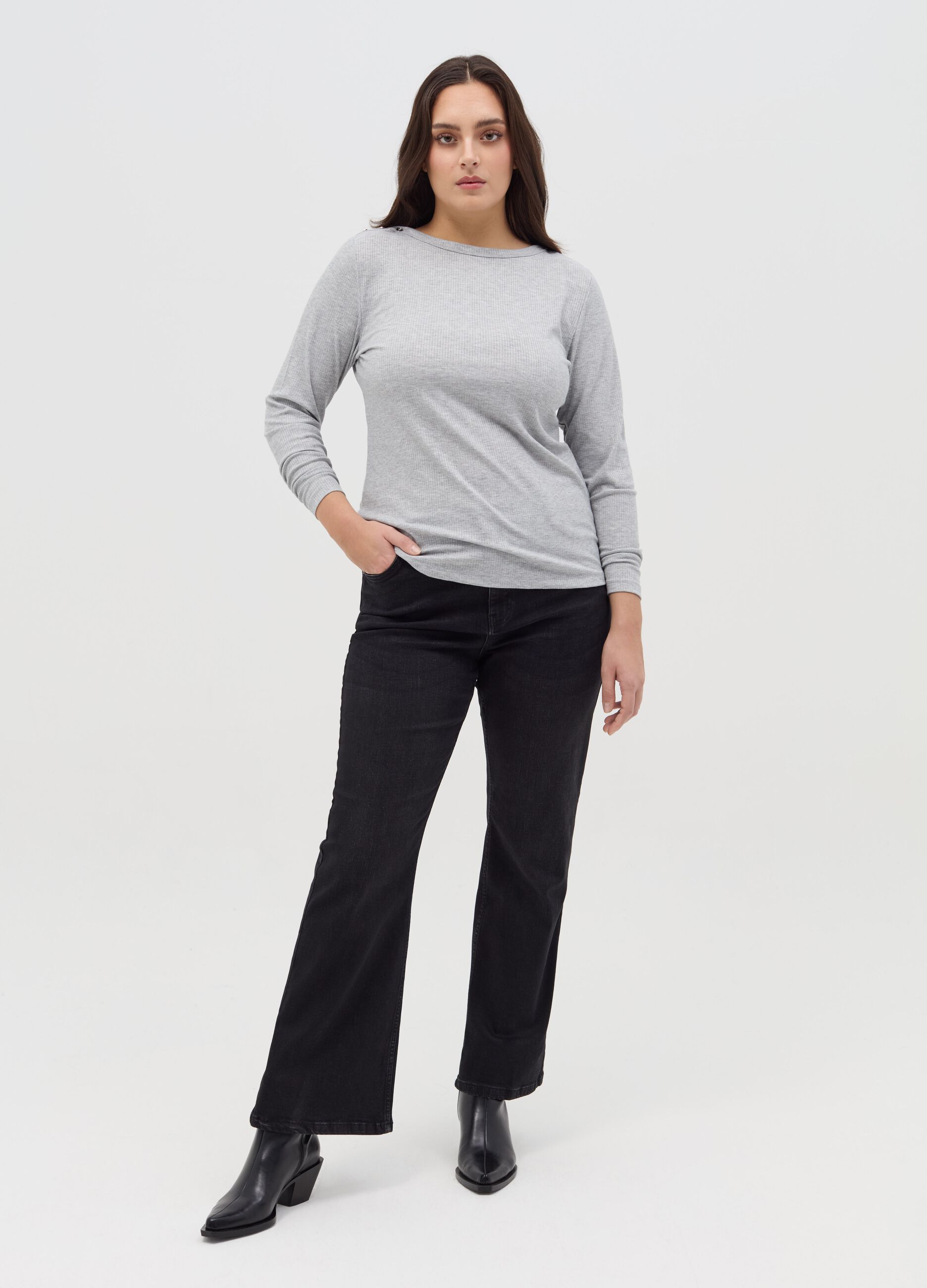 Curvy ribbed T-shirt in lurex