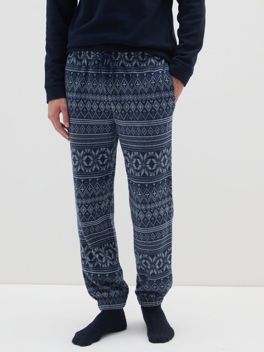 Multicolour regular fit pajama trousers with geometric pattern_1